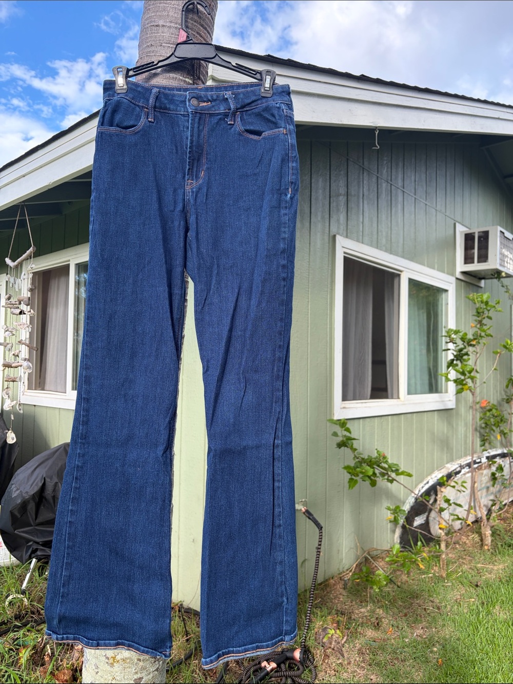 Old Navy Women's Dark Blue High Rise Flair Jeans